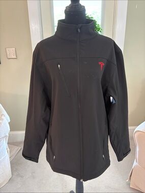 Tesla Black Softshell Performance Jacket with Red Logo